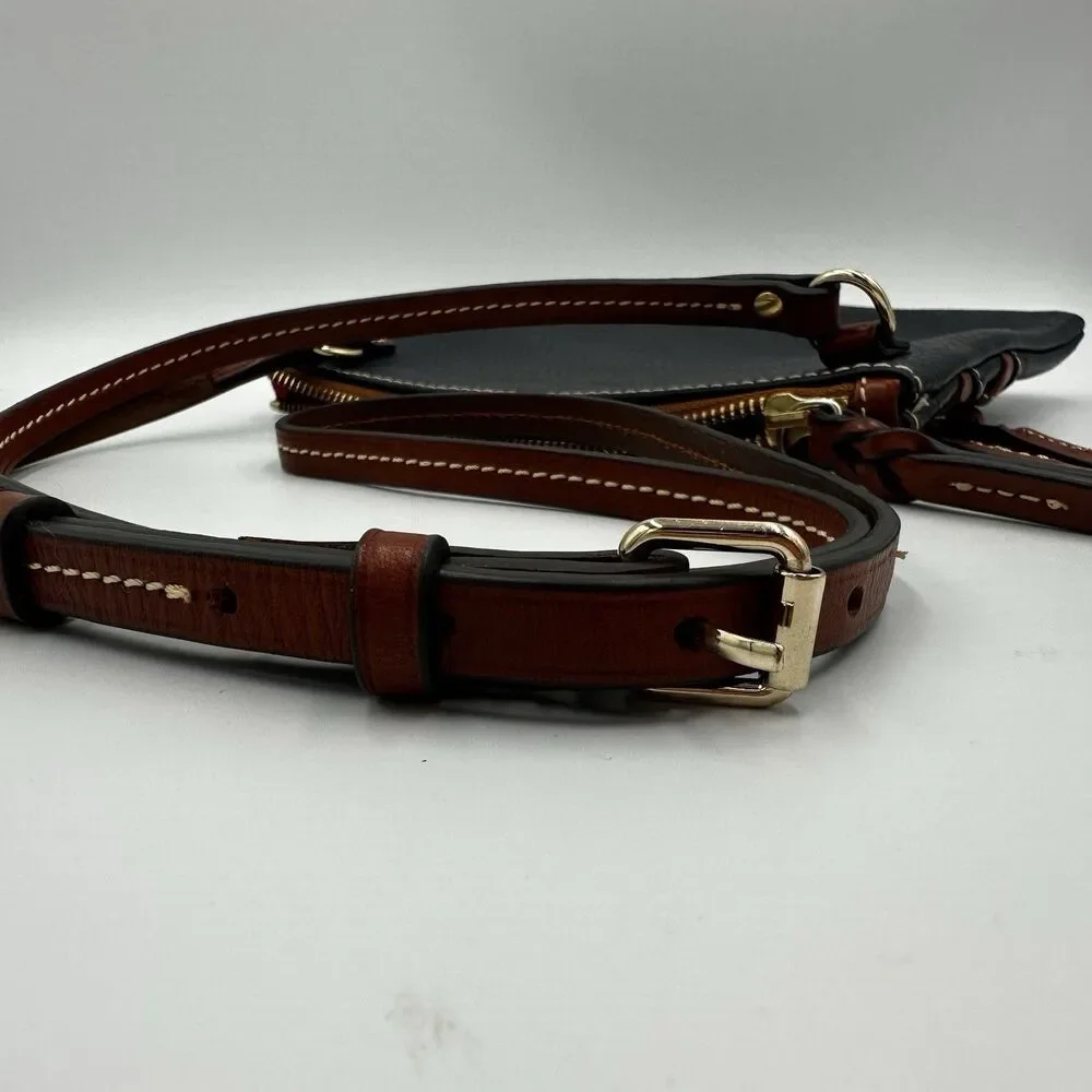 Dooney & Bourke Pebbled Navy Brown Crossbody Bag Braided Gently Used - Picture 5 of 15